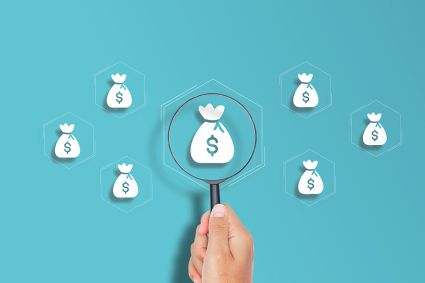 Foto: Lupe auf Geldsack